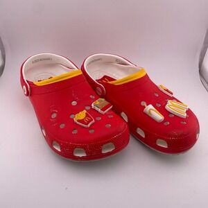 McDonalds Crocs Red Yellow Jibbitz Burger Fries‎ Drink Logo Mens 8 Womens 10